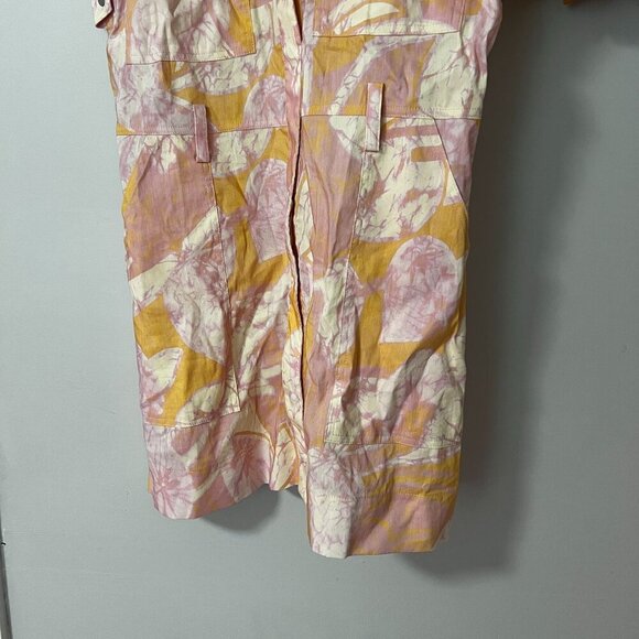 A.L.C. Womens Ava II Printed Linen-blend Mini Shirtdress Size 14 in Cumin Lilac - Picture 4 of 10